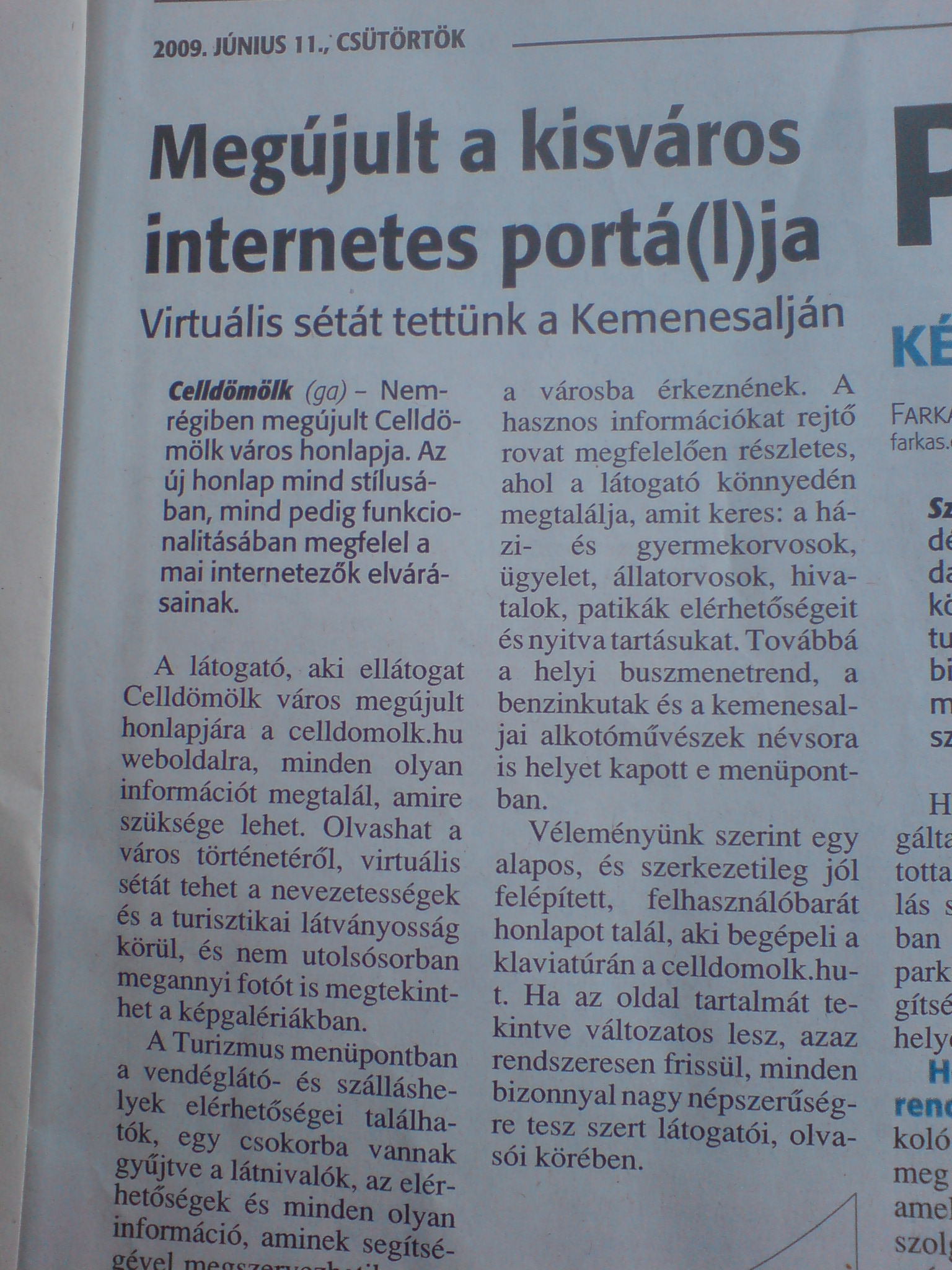 a cikk fotója a lap 2009. 06. 11-i számából